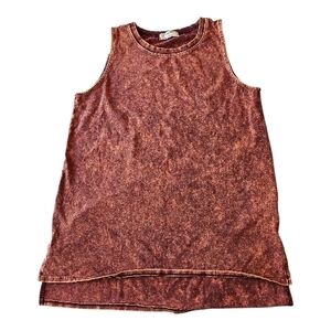 Zenana Mineral Wash Tank Top M Rust Sleeveless High Low Casual Boho